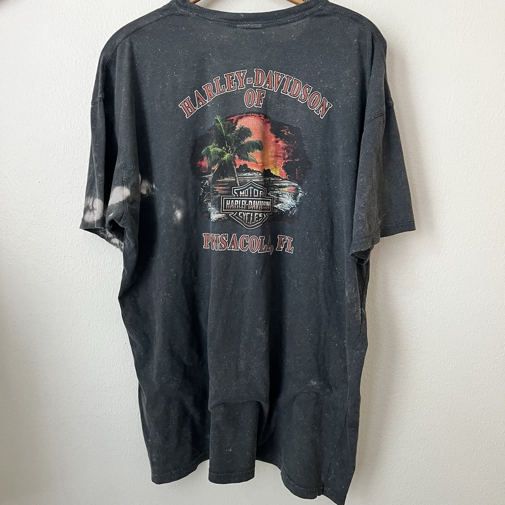 Harley Davidson Pensacola Tshirt thrashed XL bleach SUPER SOFT palm tree skull